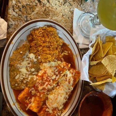 Two burrito dinner (chicken and beef)