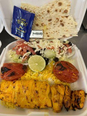 Chicken tender kabob plate