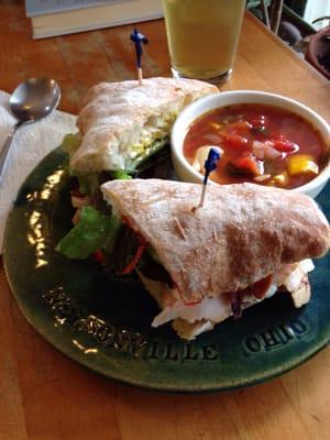 Turkey bacon sandwich and tortellini soup on their personalized platter!