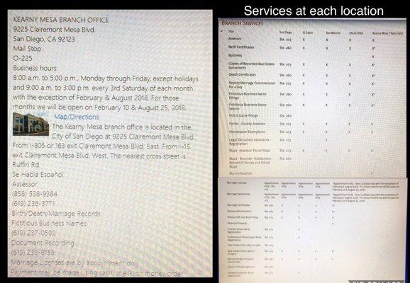 Kearney Mesa branch better than going downtown. 5 locations & services offered at each one.