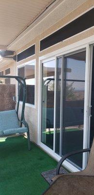 Patio door and living room window.