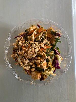 Thai peanut salad with hot honey and tofu instead of chicken. Quite pricey but AMAZING.