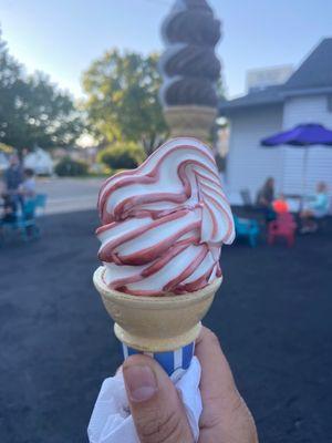 Kid sized cone - cherry flavor - yum! Only $1.25