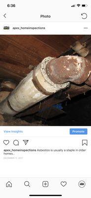 Asbestos insulation on pipes