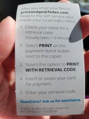 How to print.. Instructions card back