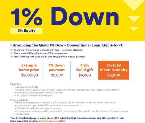 Call Us to ask about our 1% Down Program!