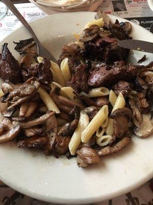 Tenderloin tips & mushrooms over penne. Occasional special. Yum!