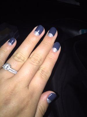 Navy and sparkly silver :).