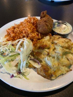 Jumbo lump, hush puppies, Cole slaw and red rice ... $25