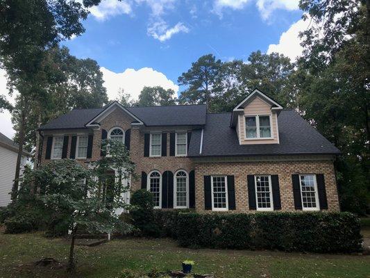 Finished roof w leaf guard gutters