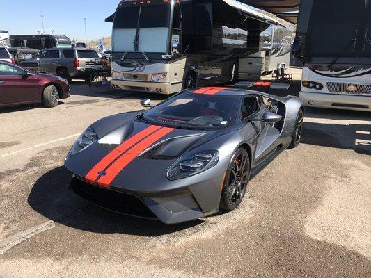 Detail for Nascar Driver Kurt Busch on his brand new Ford GT