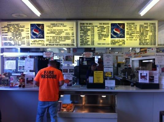 The menu. Malts and Shakes and Salads etc on the other wall.