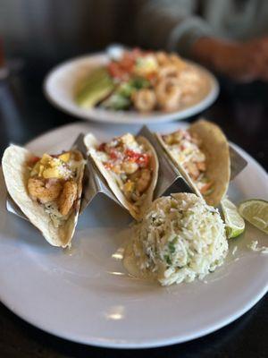 Shrimp tacos with a mango salsa