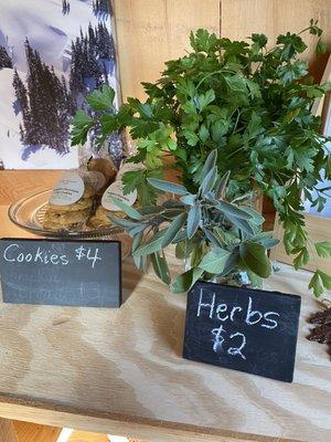 Fresh herbs and delicious cookies