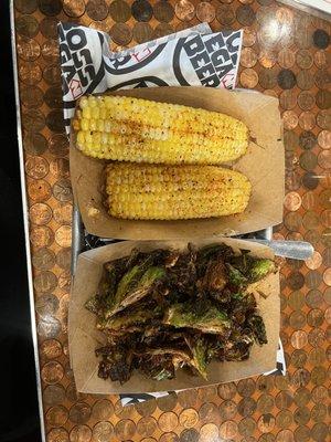 Brussel sprouts and corn