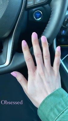 Pink dip manicure