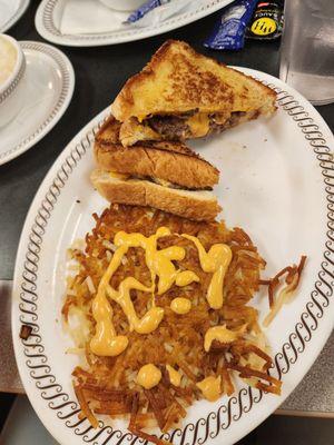 Hash browns and a patty melt