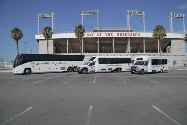 Our three vehicle options outside of Bakersfield College - go Renegrades!