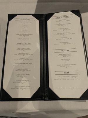 The menu