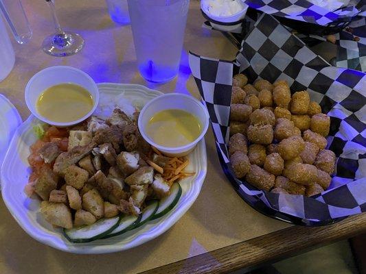 Salad with tater tots