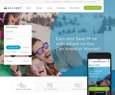 Alliant Credit Union - Full-scale website redesign and development for one of the nation's largest credit unions. alliantcreditunion.org