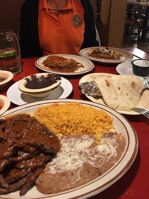 Chili Colorado with chili Relleno and a tamale