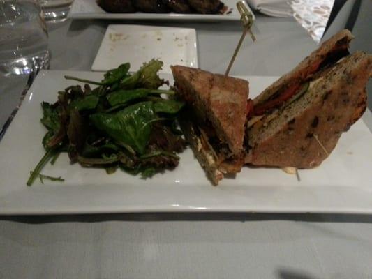 Grilled tofu club. It was delicious and filling, although a bit messy to eat so not the best idea for ordering on a date.