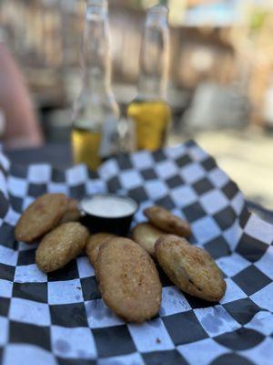 Beer battered zucchini medallions