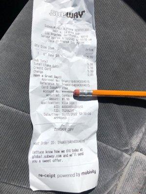 My receipt