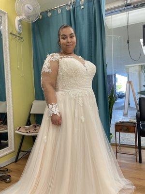 Wedding dress with sleeves added