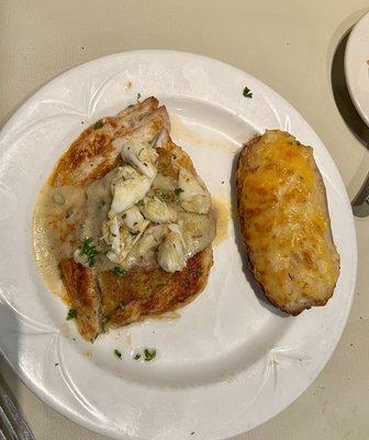 Flounder with crabmeat and stuffed potato