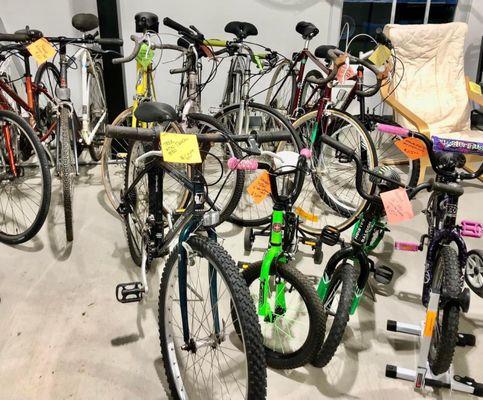 Beautiful refurbished bicycles ready to roll out the door to take you on your next adventure.