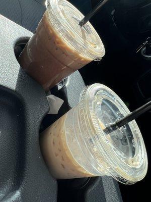 24oz iced mocha & 16oz iced peppermint white mocha