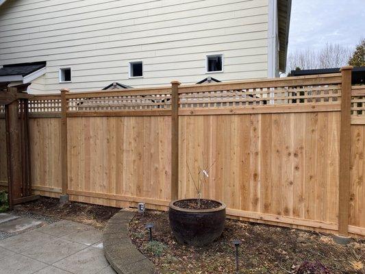 Cedar fence with lattice