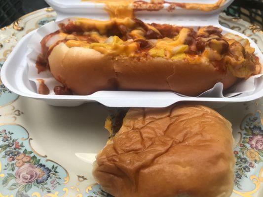 What a wonderful day for a chili dog and little Dairy Queen cheeseburger.