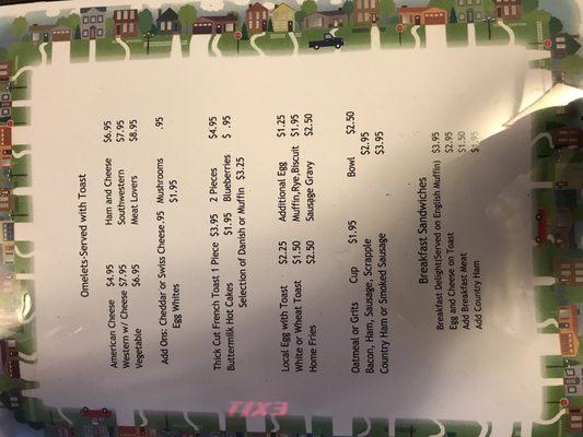 More of the menu