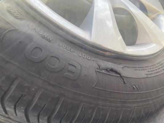 Unsafe tire to drive on , was forced to keep driving.