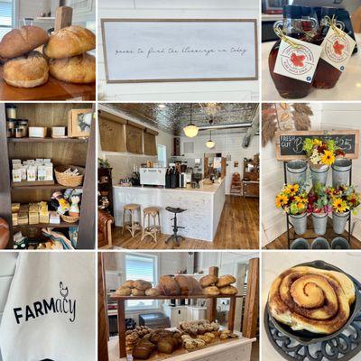 Gorgeous visual detail inside this quaint cafe: delicious sour dough bread & pastries, cool decor and lots of local products.