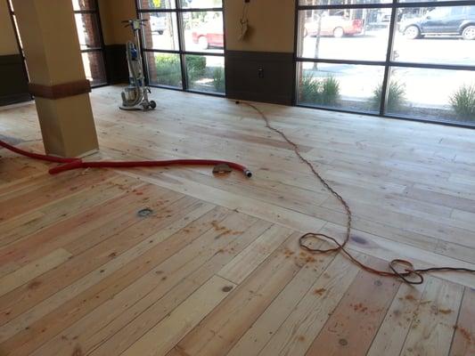 Just sanded the floor at Peets coffee and tea.