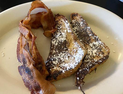 Single order of French toast  Crispy bacon too