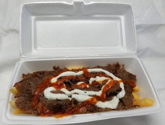 Doner box with fries, rice or salad.