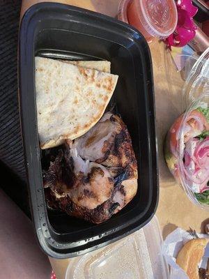 Broiler chicken and pita bread