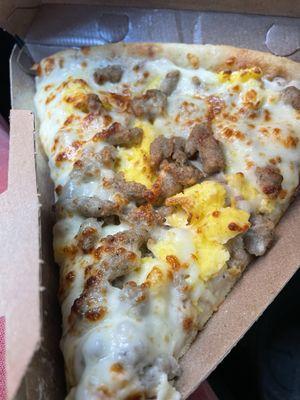 Slice 'O sausage and egg pizza