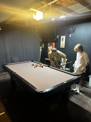 Pool table right after set up in our game room.