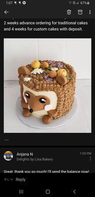 Hedgehog cake