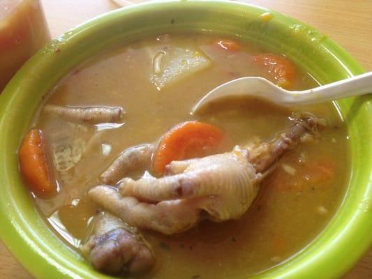 See if you gonna eat chicken foot soup . You need to bring your own bowl here