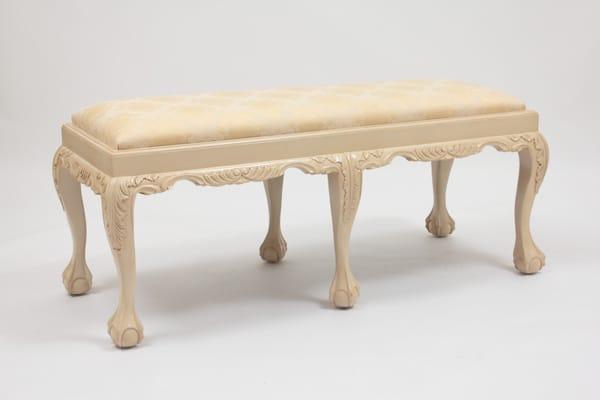 Chippendale bench in custom cream painted finish