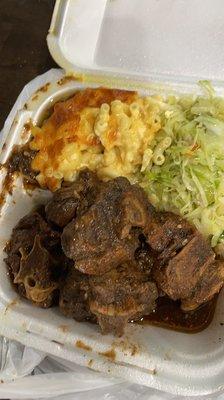 Oxtails, Mac and Cheese, Steamed Cabbage