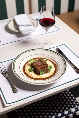 Braised Short Rib: creamy parmesan polenta, parsley, red wine jus