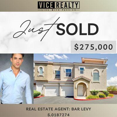 Congratulations to Bar Levy of VICE Realty Group on selling this property! Contact him today (702) 825-4663 to help with your needs!